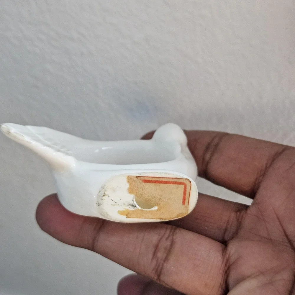 Vintage‎ white porcelain Dove napkin ring holder- Replacement tablescape